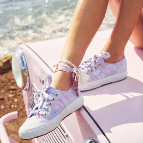 SUPERGA x LOVESHACKFANCY 2750 pink blue tie dye cotton candy canvas shoes - Picture 12 of 12